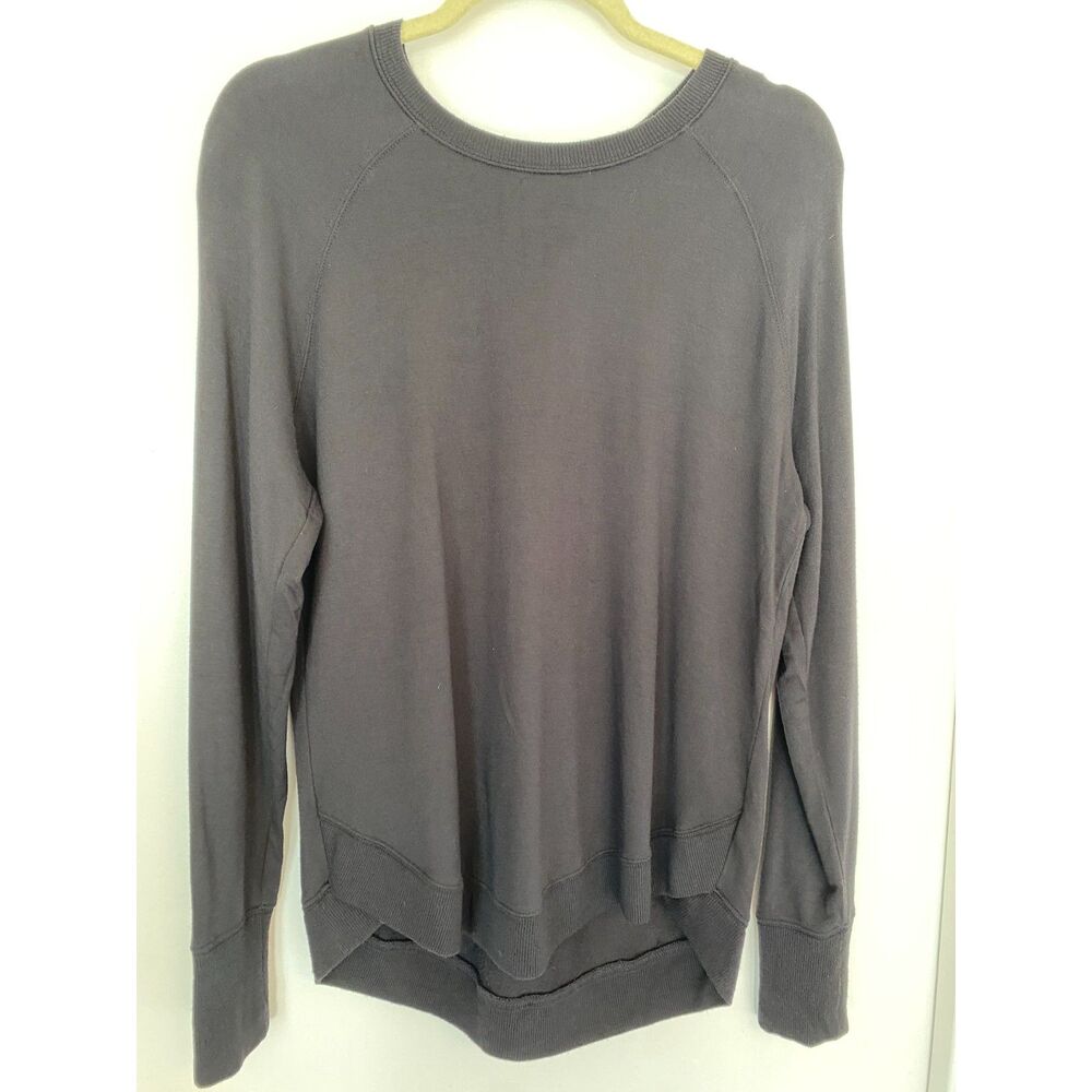 ATHLETA Black Long Sleep Tulip Hem Top Athletic Athleisure Pull-Over Size Medium